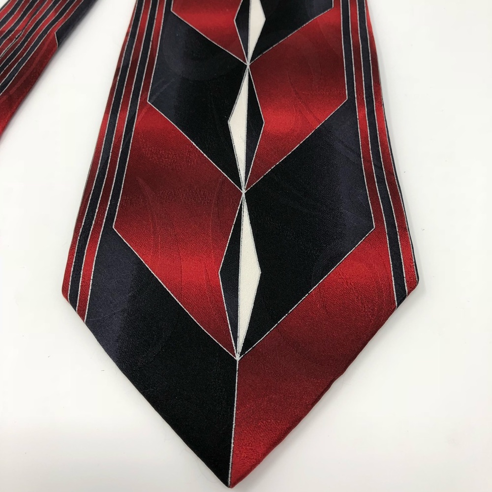 Red Black Mens Neck Tie Geometric Business NEW
